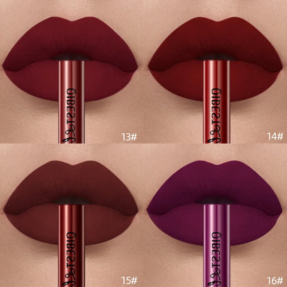 QIBEST Sexy Red Matte Lip Gloss Long Lasting Velvet Liquid Lipstick Lip Makeup Women Beauty Nonstick Cup Waterproof Lipgloss Hot.