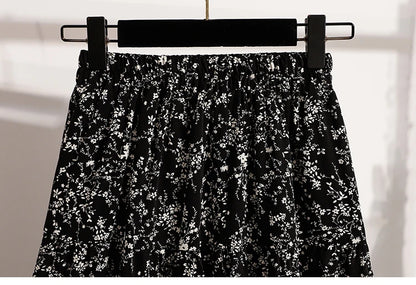 Zjaiss Autumn 2025 Floral Pleated A- Line Skirt Vintage Draped Elegant Chinese Style Women's Half-length Skirts With Lining