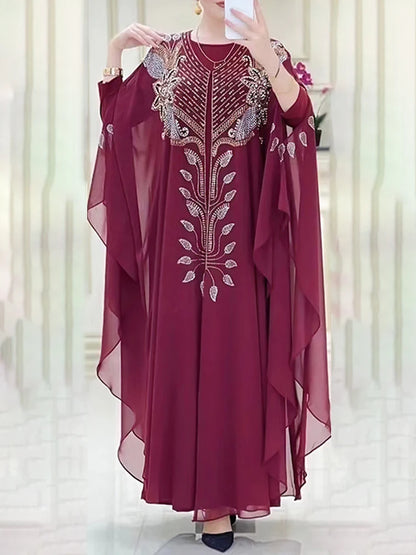 Chiffon Boubou Muslim Fashion Abaya 2-teiliges Set Dubai Türkei Maxikleid Musulman Ensembles Kaftan Marocain Islamische Kleidung