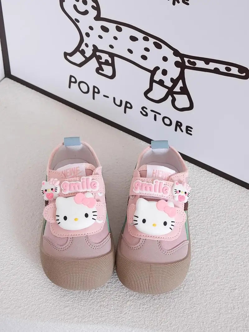 Sanrio Girl Kawaii Canvas Shoes Kindergarten Baby Child Cute Hello Kitty Spring Autumn Fashion Outdoor Running Sports Leisure.