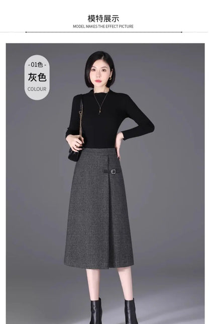 2025 Autumn New All-match Fashionable High Waist A-line Skirt Women Clothes Office Lady Simplicity Irregular Slim Skirts Ladies.