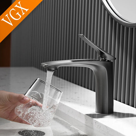 VGX Luxury Bathroom Faucets Basin Mixer Sink Faucet Gourmet Washbasin Tapware Hot Cold Water Tap Brass Chrome Black Brushed Gold