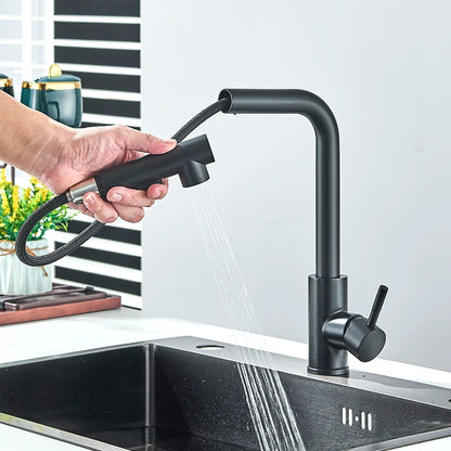 Pull Out Kitchen Sink Faucet Two Model Stream Sprayer Nozzle Stainless Steel Hot Cold Wate Mixer Tap Deck