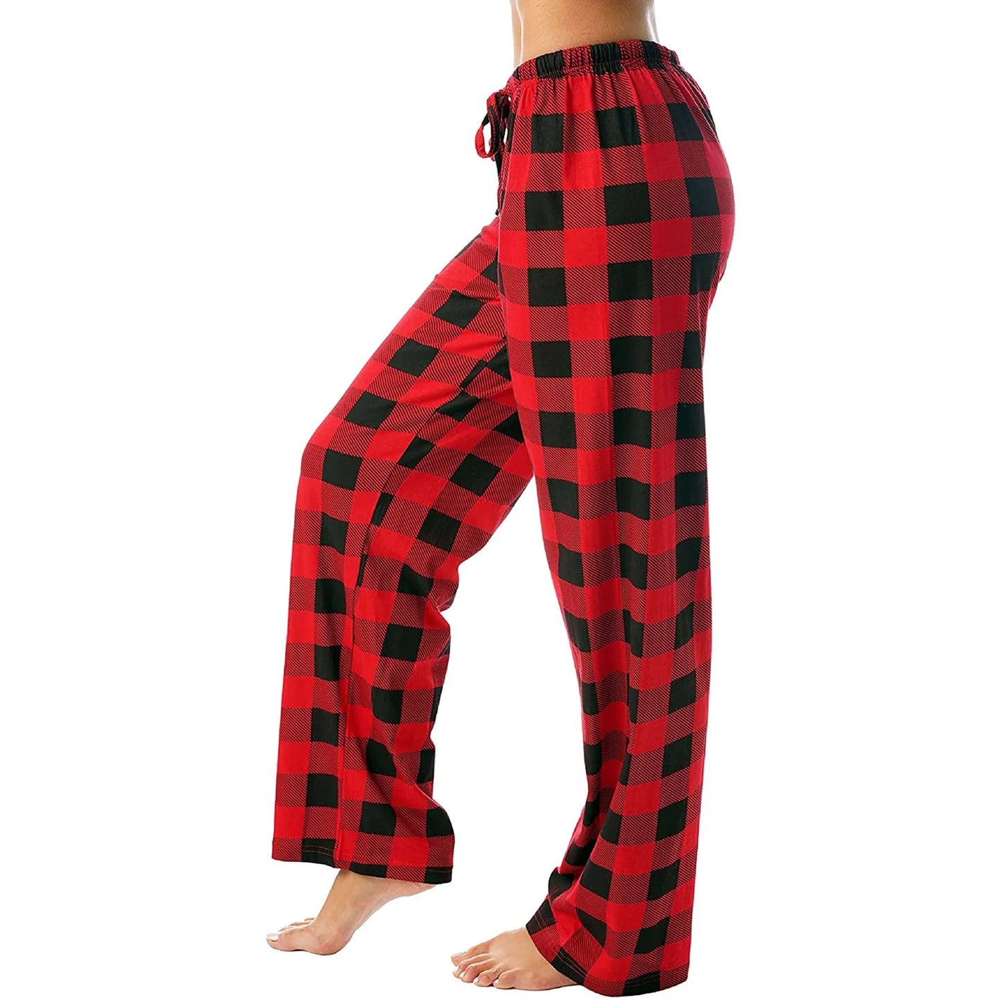 Frauen Weihnachten Pyjama Hosen Herbst Winter Plaid Gedruckt Hosen Mode Lässig Breite Bein Hosen Kleidung Streetwear