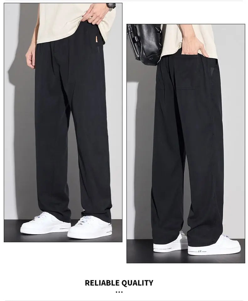 2025 Summer Thin Men's Soft Lyocell Casual Pants Breathable Fashion Solid Color Simple Male Trousers Brand Clothing