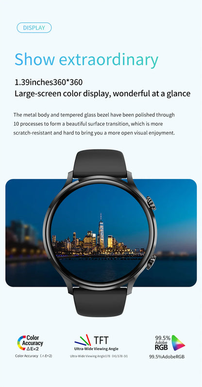 2025 New Smartwatch Women AMOLED HD Screen Always On Display Bluetooth Call IP68 Waterproof GPS Smart Men Watch For Android ios.