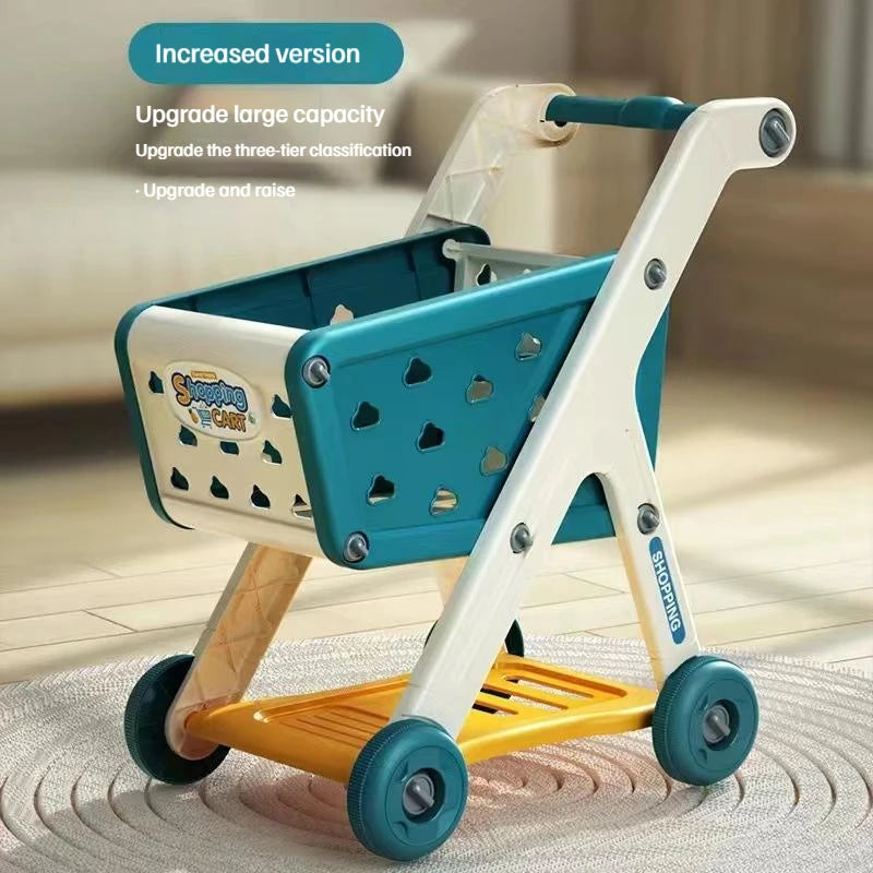 Shopping cart toy baby small trolley children play house fruit cut music kitchen supermarket men and girls Early Education toys
