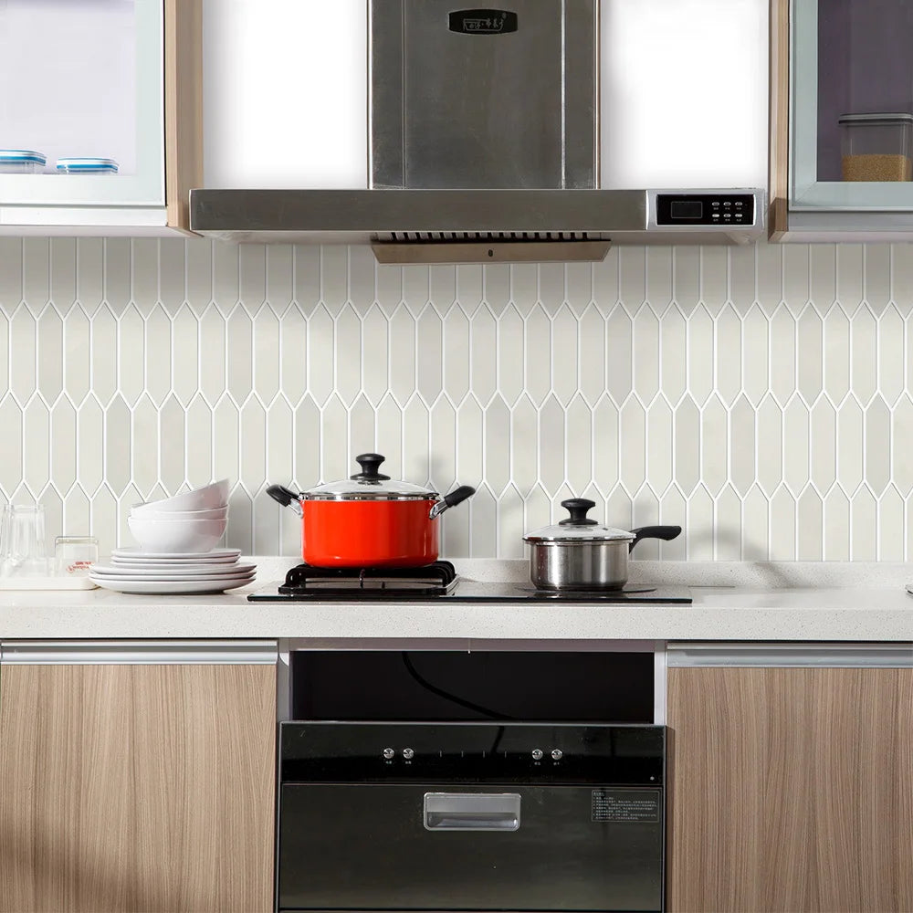 10 Pcs 3D Wall Panels, Peel and Stick Backsplash Tiles, Long Hexagon 3D Decorative Tiles for Interior Decor 30 X 30cm