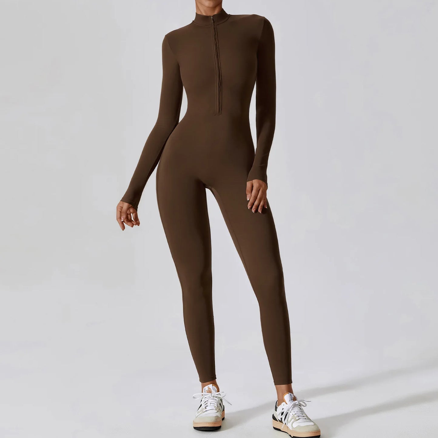 Zipper Long Sleeve Jumpsuit Gym Sportswear Women Yoga Boilersuit Women Sports Jumpsuit Fitness Rompers Stretch Workout Bodysuits