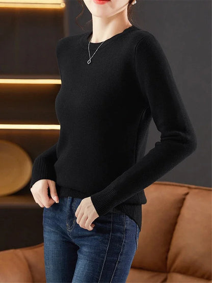Rosa Pullover Frauen Winter Dicke Warme Stricken Pullover Schlank Plüsch Samt Gefüttert Strickwaren Jumper Langarm Tops Oansatz Poleras Mujer.