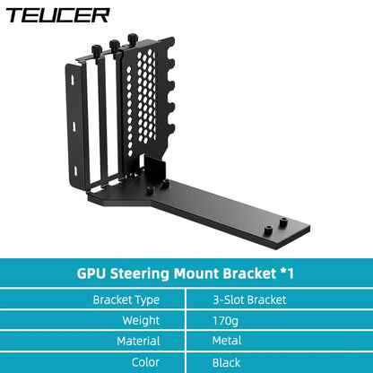 TEUCER L-Z3 GPU Vertical Mounting Bracket Kit, PCIe 4.0 X16 Riser Cable 200mm, Graphics Card Steering Mounting Bracket.