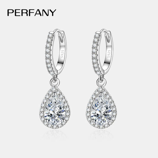 PERFANY 1CT Pear Cut Moissanite Earrings for Women S925 Pure Silver Laboratory Cultivated Diamonds Elegant Wedding Jewelry.