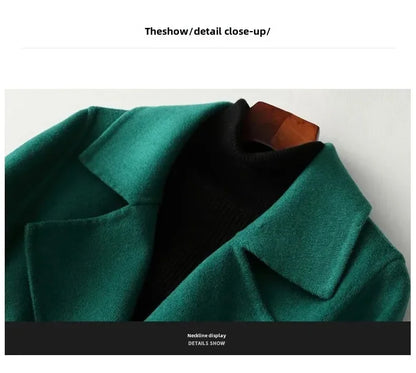 Modischer doppelseitiger Wollmantel für Damen, schmale Passform, mittellang, neue Herbst- und Winterkollektion, stilvoll