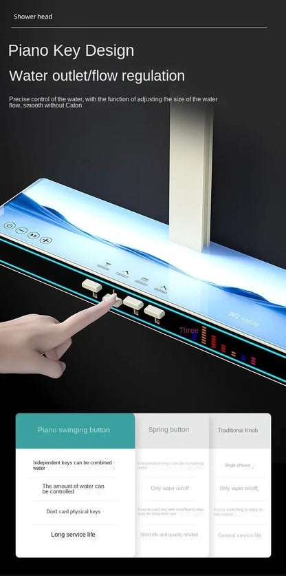 Bluetooth Music Digital Bathroom Shower System Ambient Lighting thermostatic Digital Bathroom Shower Set Faucets Accessories