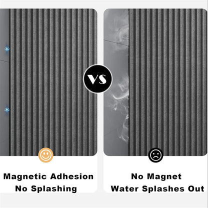 Badezimmer Faltbarer Duschvorhang aus Leinen mit Magneten, wasserdicht, geeignet für begehbare Duschen, Teleskopstange nicht im Lieferumfang enthalten