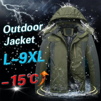 Winter Jacket Men Thick Fleece Waterproof Outwear unload Jackets Men's Windbreaker Army green Parka Raincoat Coats Plus Size 9XL.
