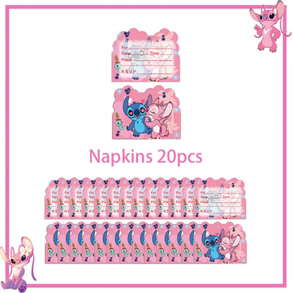 Disney Rosa Stich Geburtstag Party Dekorationen Geschirr Set Tischdecke Hintergrund Banner Für Kinder Geburtstag Dekorationen Lieferungen