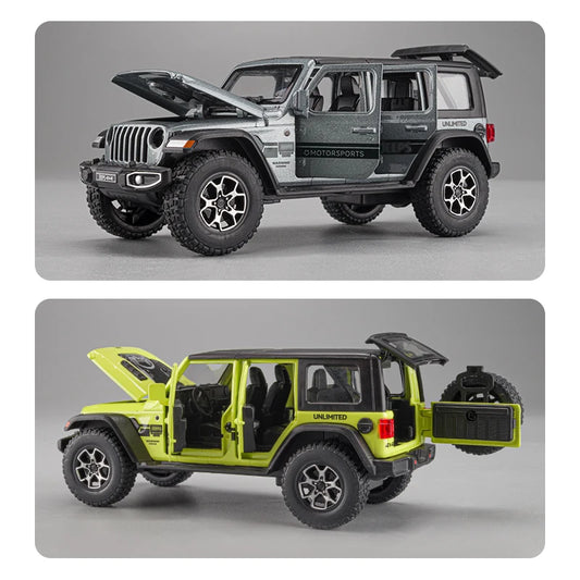 1:32 Jeep Wrangler Rubicon Off-road car Alloy Model Car Toy Diecasts Metal Casting Sound and Light Car Toys For Children Vehicle.