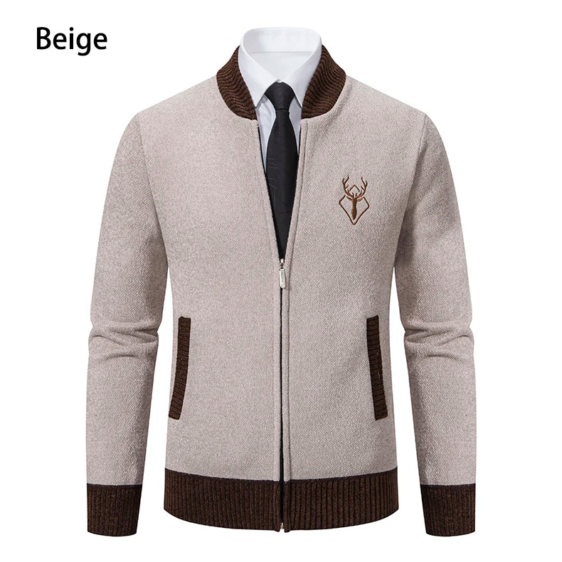 Sweater Cardigan Knitted Men's Clothing Korean Style Long Sleeve Fleece Warm Overcoat Baseball Jumper New Wool Sweatercoat.