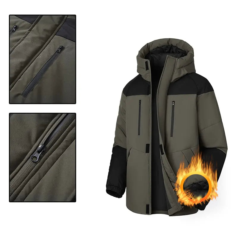 Winter Thickened Jacket Men Running Hooded Coat Sport Outdoor Leisure Medium-length Warm Clothing Autumn Winter Clothing Male.