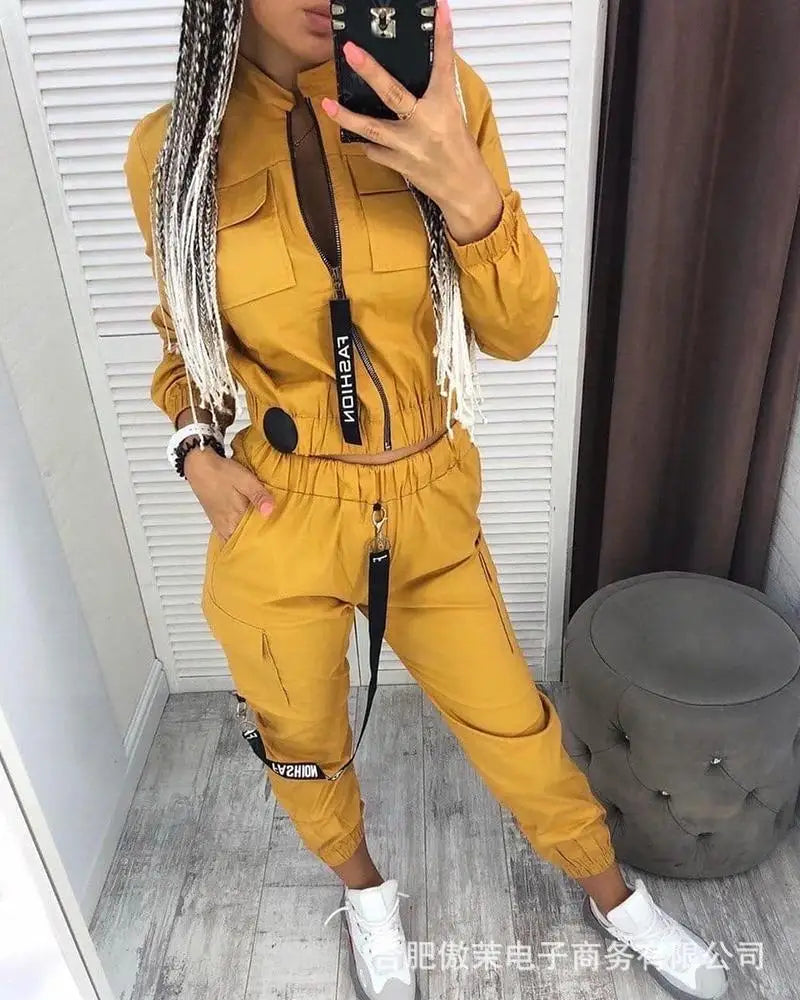 Long Sleeve Zipper Tops Two Pieces Tracksuit Sets Women Joggers Pants Streetwear Track Suit Casual Sport Joggers 2022 New.
