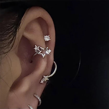1PCS Star Surround Planet Spiral 316L Stainless Steel Ear Bone Nail for Women New Fashion Silver Color Earrings Accessories.