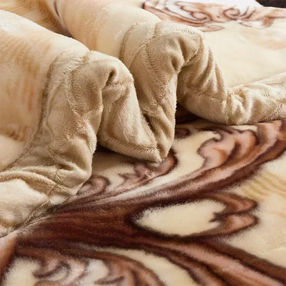 European Style Warm Raschel Blanket for Winter High End Soft Thicken Warmth Weighted Blanket Double Side Flocked Comforter Duvet.