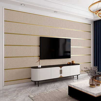 Hirschhaut Samt horizontal gestreifte Tapete Wohnzimmer Schlafzimmer gestreifte Film- und Fernsehwand 3D-Relief verdickte Tapete