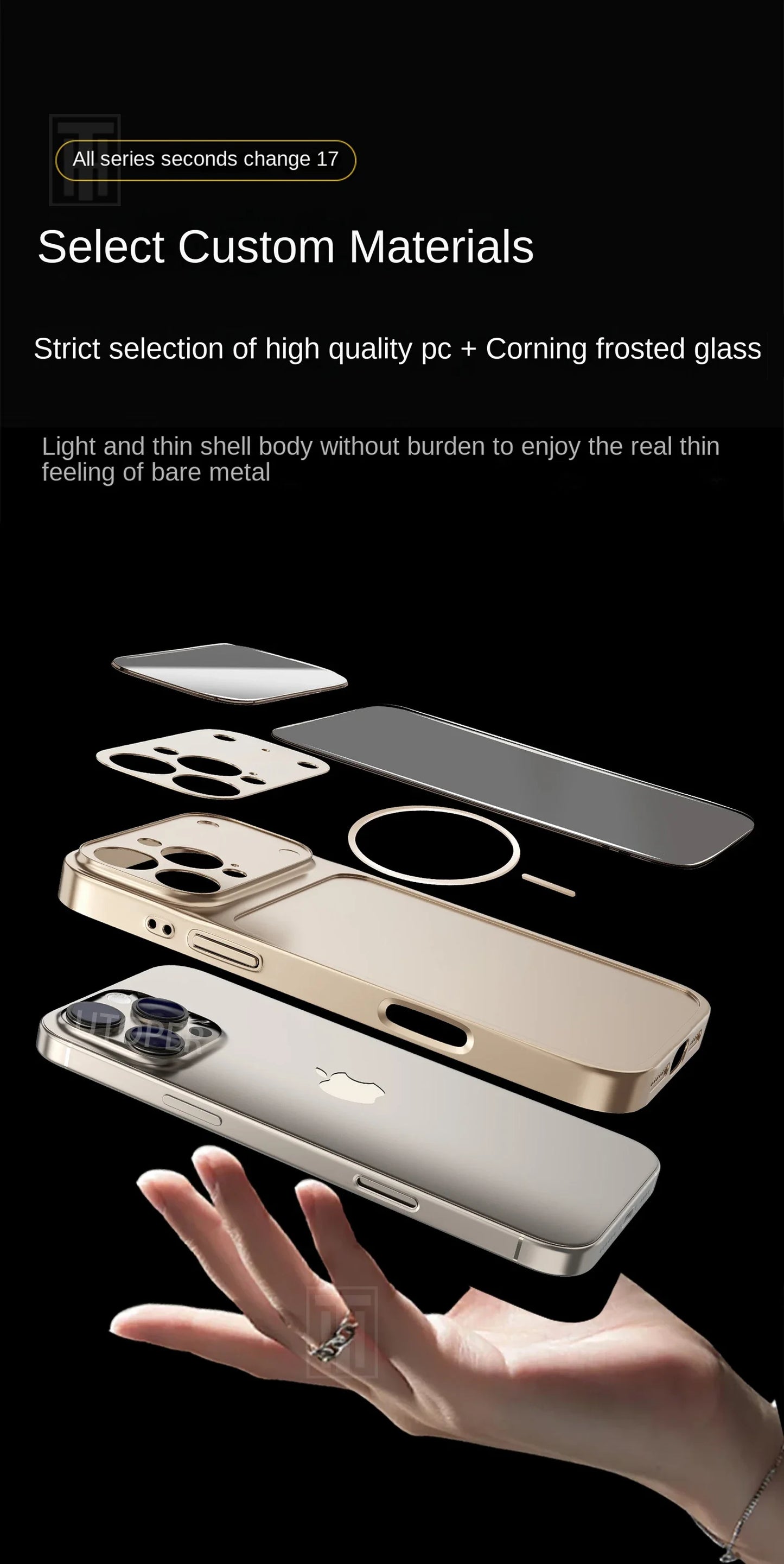 Official Orange Magsafe Magnetic Glass Phone Case for iPhone 17 Air 16 15 14 13 Pro Max Hard Shockproof Protect Matte Cover