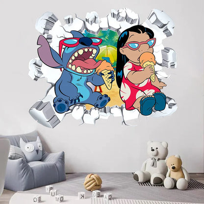 Cartoon Lilo & Stitch Baby Movies Wall Stickers For Kid's Room Kindergarten Living Room Bedroom Wall Decoration Animated Poster.
