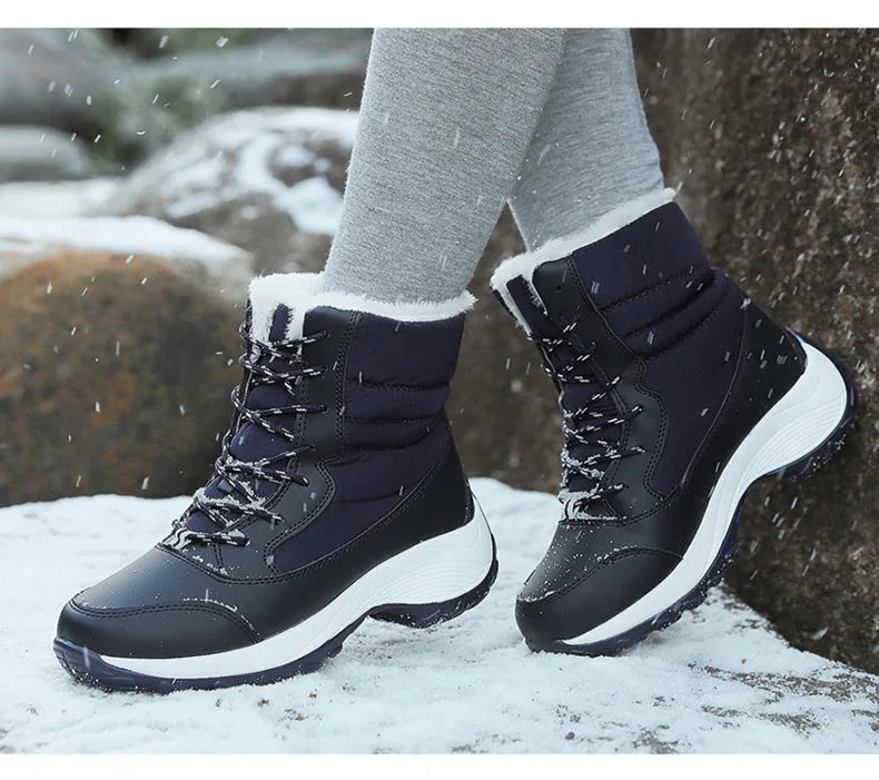 Women's Boots Lightweight Fur Boots Ankle Heels Winter Shoes Woman Fashion White Platform Botas Mujer Snow Boots Winter Footwear.