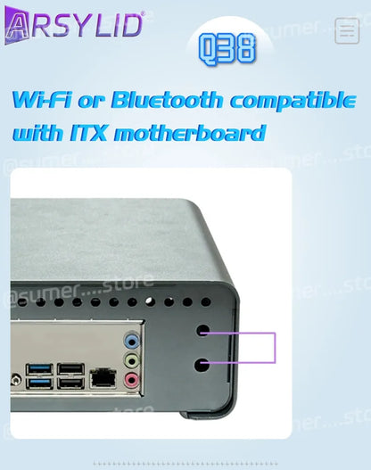 ARSYLID Q38 ITX Aluminum Chassis Pull-Out Style Mini Case 58mm CPU Radiator.