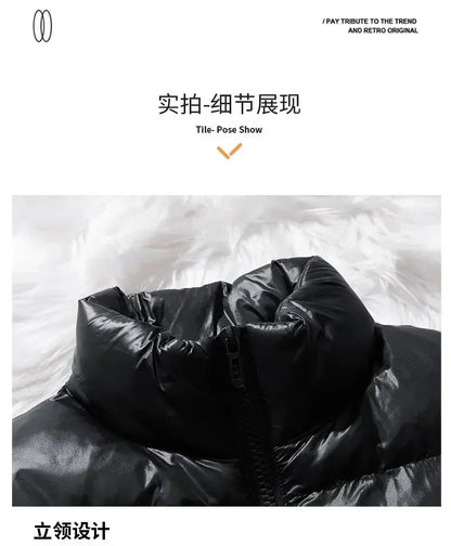 Vest Winter Hooded Glossy Cotton Vest Casual Waistcoat Men's Sleeveless Jacket Warm Overcoats Zipper Solid Color Mens Warm Vests.