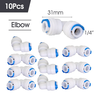 White 6mm PE Tube Quick Connector 1/4" Tubeing Quick Release Fittings for Home Water Purifier Garden Hose Watering System Joints