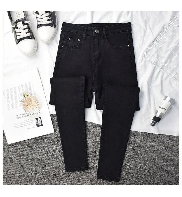 High-waisted Slimming Jeans Women's Cropped Pants Spring Autumn 2021 New Elastic Tight Slims Smooths Your Silhouette Pencil.