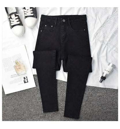 High-waisted Slimming Jeans Women's Cropped Pants Spring Autumn 2021 New Elastic Tight Slims Smooths Your Silhouette Pencil.