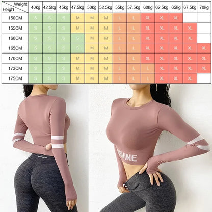 Cloud Hide Fitness Yoga Shirt Sexy Sports Gym Tank Crop Top Running Long Sleeve Blouse Winter T-Shirt Women Workout Sportswear.