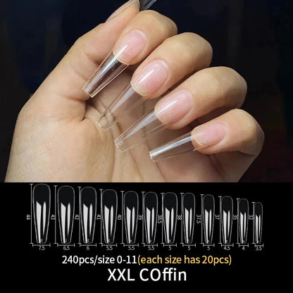 Fake Nail Press on Tips for Nails Extension Full False Acrylic Finger Short Artificial American Capsules Long Soft Gel Almond.