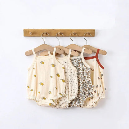 0-24m Neugeborenes Kind Baby Stram pler Mädchen Jungen Sommerkleid ung ärmel los schulter frei Overall niedlichen süßen Bodysuit Outfit.