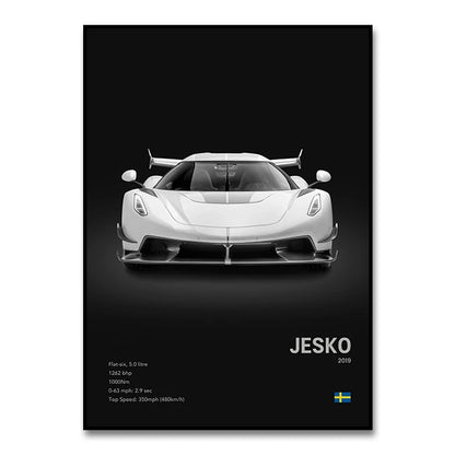 Famous Cars JESKO Canvas Wall Art Print Poster AGERA RS Decorative Mural Modern Home Decor Birthday Gift Unframed.