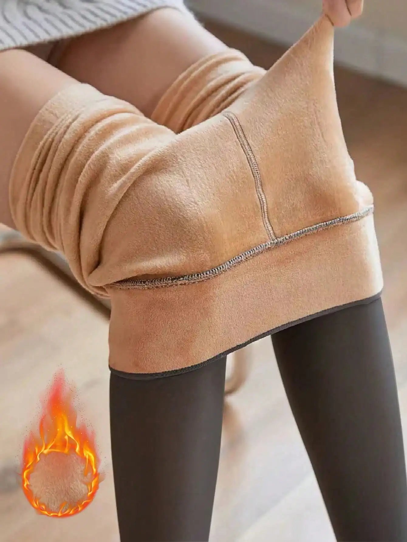 Women Thermal Leggings Winter Warm Sexy Elastic Translucent Pantyhose Female Fleece Thermal High Waist Slim Thicken Tight Pants