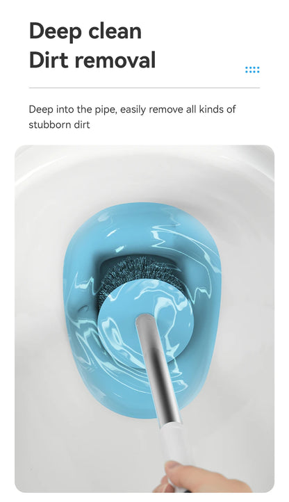 WORTHBUY Wandmontierte Toilettenbürste aus Kunststoff mit langem Griff und Halter, stanzfreie WC-Toilettenreinigungsbürste, Badezimmerzubehör