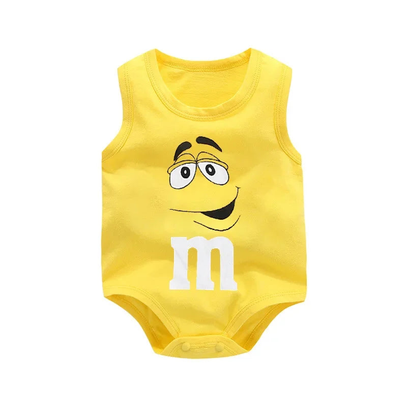 0-24M Neugeborenen Baby Baumwolle Body für Jungen und Mädchen Brief Drucken Lustige M Ärmellose Baby Strampler Sommer weiche Kleinkind Onesie.