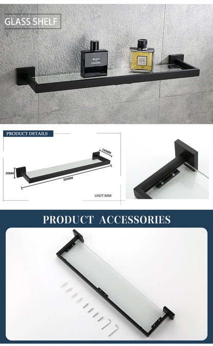 Schwarz Bad zubehör Edelstahl Set Wandre gal Handtuch halter Handtuch halter Taschentuch halter Kleider haken Toiletten bürste Anhänger