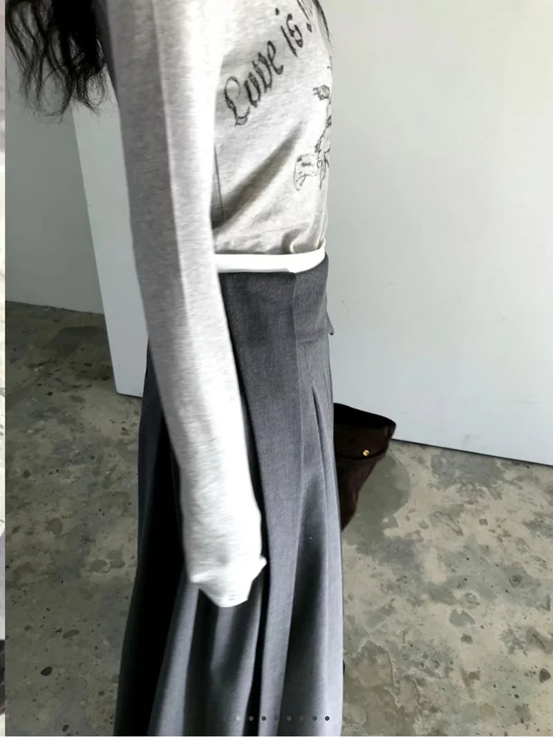 Elegant Pleated Midi Skirt Women Fashion Patchwork Asymmetrical Skirts Summer Office Ladies Korean Casual Design A Line Faldas.