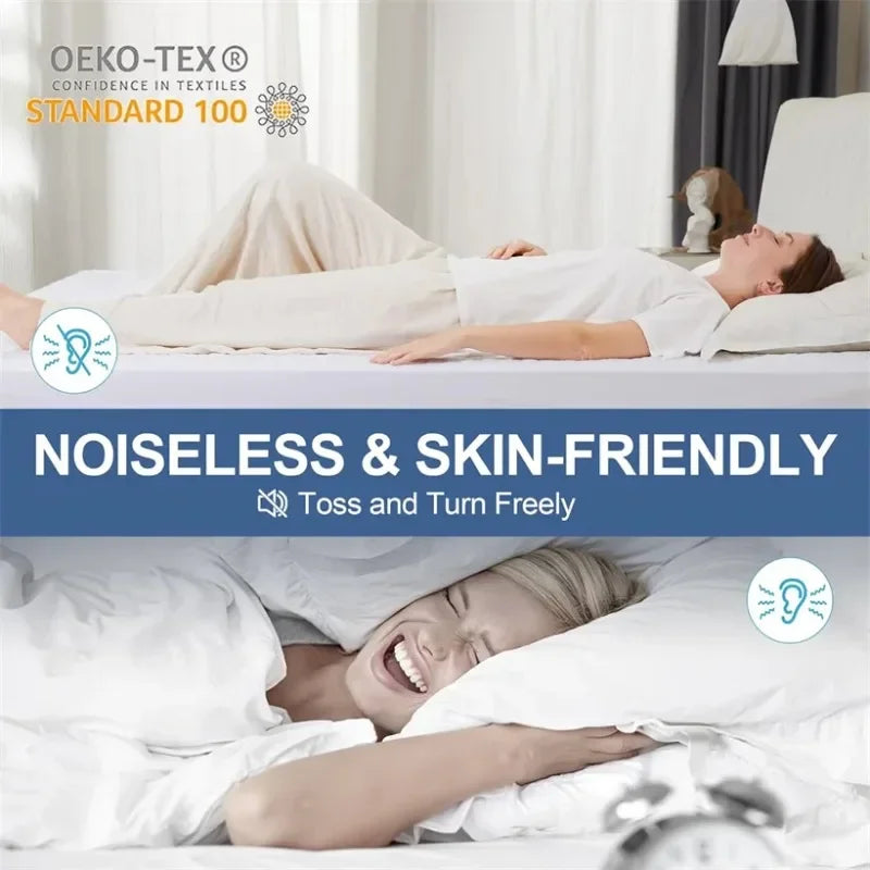 Breathable Quilted Mattress Protector with Soybean Fiber Padding Hypoallergenic Skin-Friendly Cover Machine Washable 720° Cover.