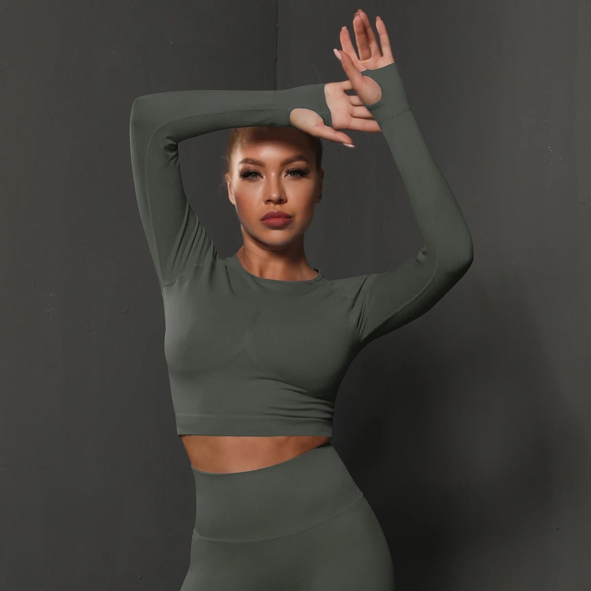 Women Yoga Long Sleeve Shirt Female Fitness Sportswear Gym Clothing Workout Running Crop Top Seamless Active Wear Sports Clothes.