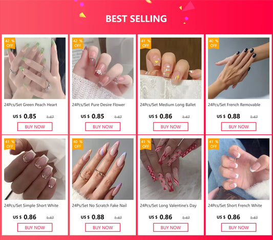 24Pcs/Set White Wave Minimalist Style Fake Nails Full Coverage Adhesive Artificial Wearing False Nails French Press on Nail Tips.