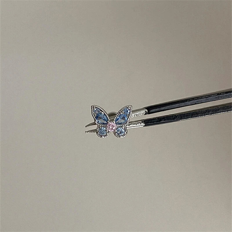 Cute Pink Zircon Cat Stainless Steel Ear Bone Nail Water Droplet Pendant Small Earrings for Women Cochlear Puncture Accessory.