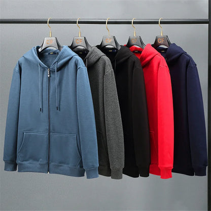 Big Size Hoodie Men Hood Long Sleeve Sweatshirt Male Zip-up Loose Cotton Fleece-lined Casual Top Zipper Large Fat Plus 10XL 12XL.